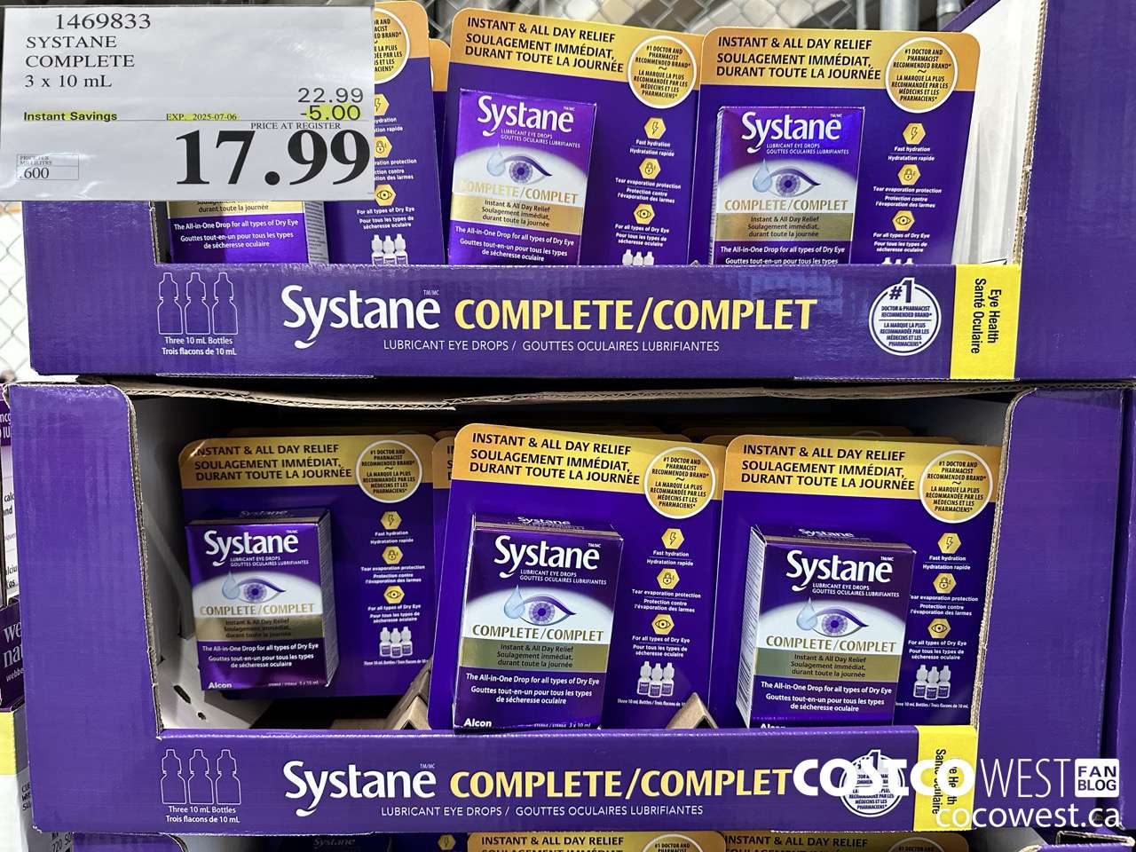1469833 SYSTANE COMPLETE LUBRICANT EYE DROPS 3 X 10 ML ($5.00 INSTANT SAVINGS EXPIRES ON 2025-07-06) $17.99