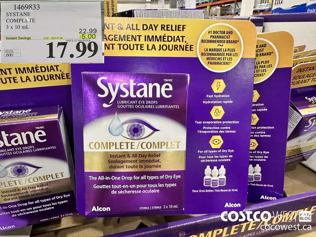 1469833 SYSTANE COMPLETE LUBRICANT EYE DROPS 3 X 10 ML ($5.00 INSTANT SAVINGS EXPIRES ON 2025-07-06) $17.99