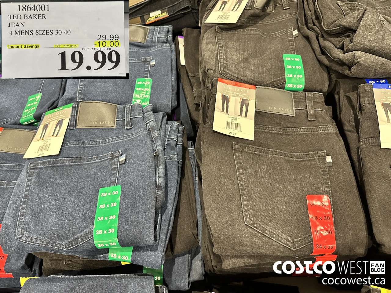 1864001 TED BAKER JEAN MENS SIZES 30-40 ($10.00 INSTANT SAVINGS EXPIRES ON 2025-06-29) $19.99