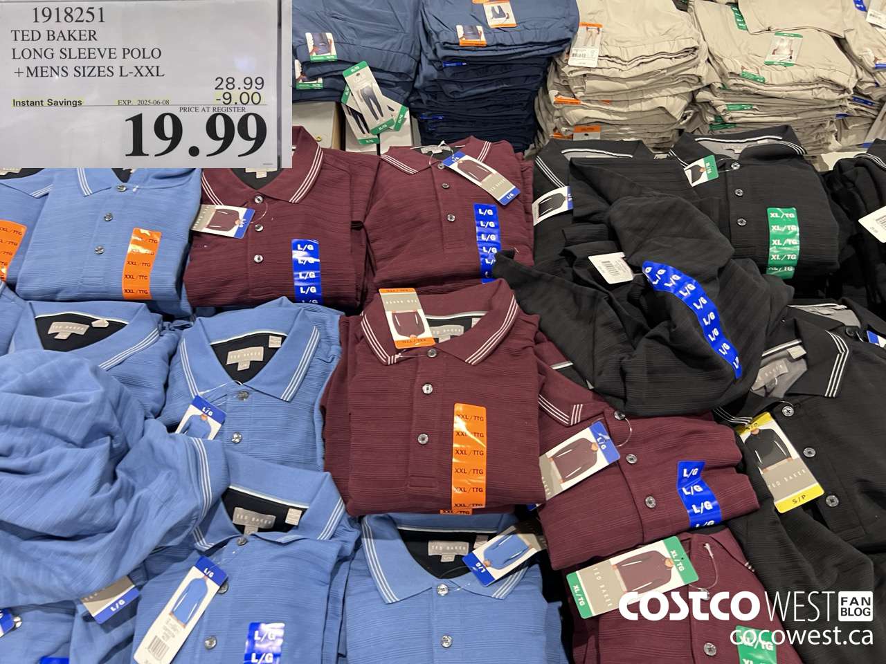 1918251 TED BAKER LONG SLEEVE POLO MENS SIZES L-XXL ($9.00 INSTANT SAVINGS EXPIRES ON 2025-06-08) $19.99