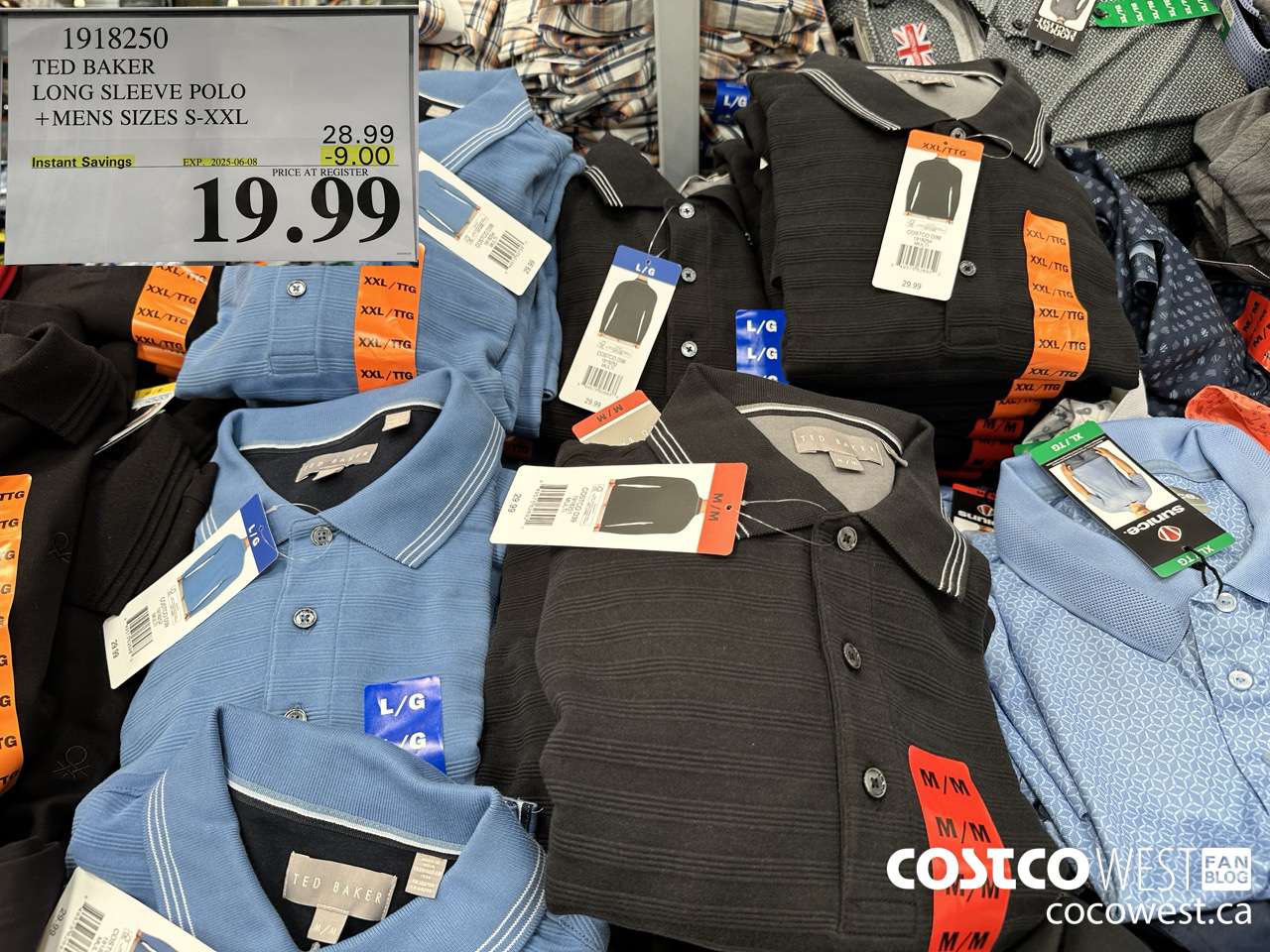 1918250 TED BAKER LONG SLEEVE POLO MENS SIZES S-XXL ($9.00 INSTANT SAVINGS EXPIRES ON 2025-06-08) $19.99