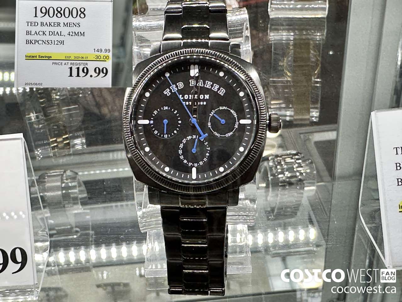 1908008 TED BAKER MENS BLACK DIAL, 42MM BKPCNS3129I ($30.00 INSTANT SAVINGS EXPIRES ON 2025-06-15) $119.99