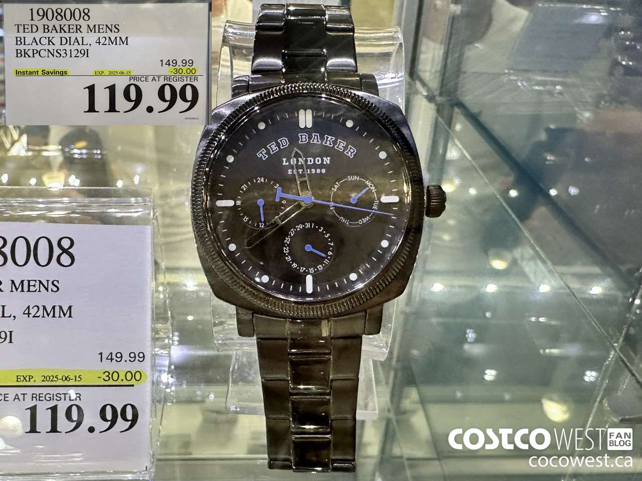 1908008 TED BAKER MENS BLACK DIAL, 42MM BKPCNS3129I ($30.00 INSTANT SAVINGS EXPIRES ON 2025-06-15) $119.99