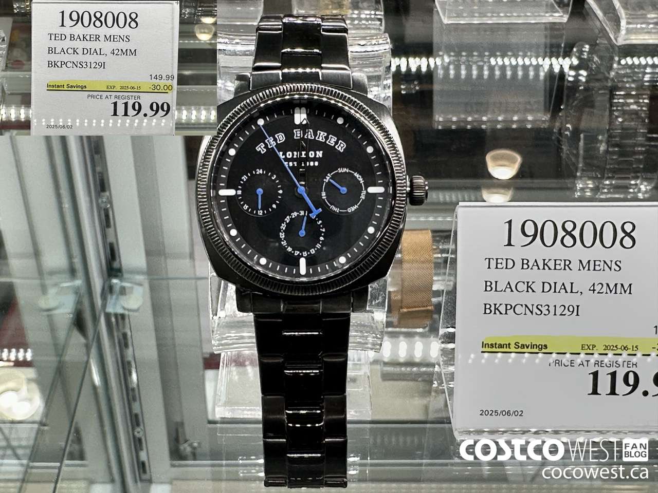 1908008 TED BAKER MENS BLACK DIAL, 42MM BKPCNS3129I ($30.00 INSTANT SAVINGS EXPIRES ON 2025-06-15) $119.99