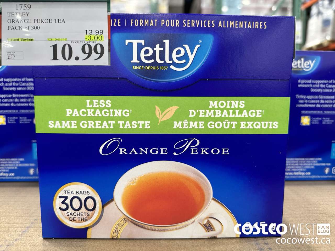 1759 TETLEY ORANGE PEKEO TEA PACK OF 300 ($3.00 INSTANT SAVINGS EXPIRES ON 2025-07-03) $10.99