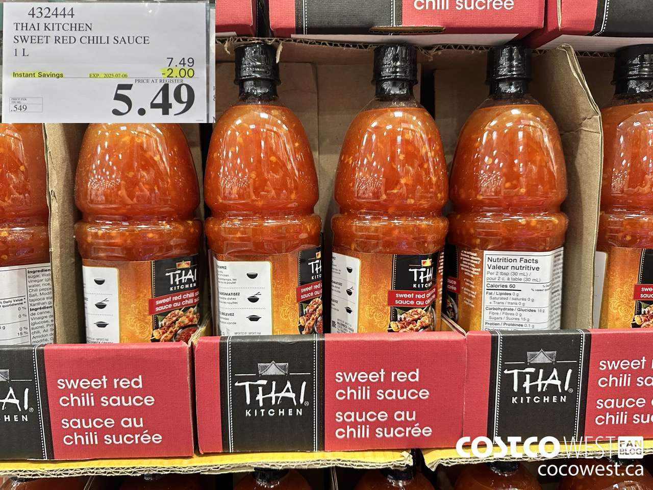432444 THAI KITCHEN SWEET RED CHILI SAUCE 1L ($2.00 INSTANT SAVINGS EXPIRES ON 2025-07-06) $5.49