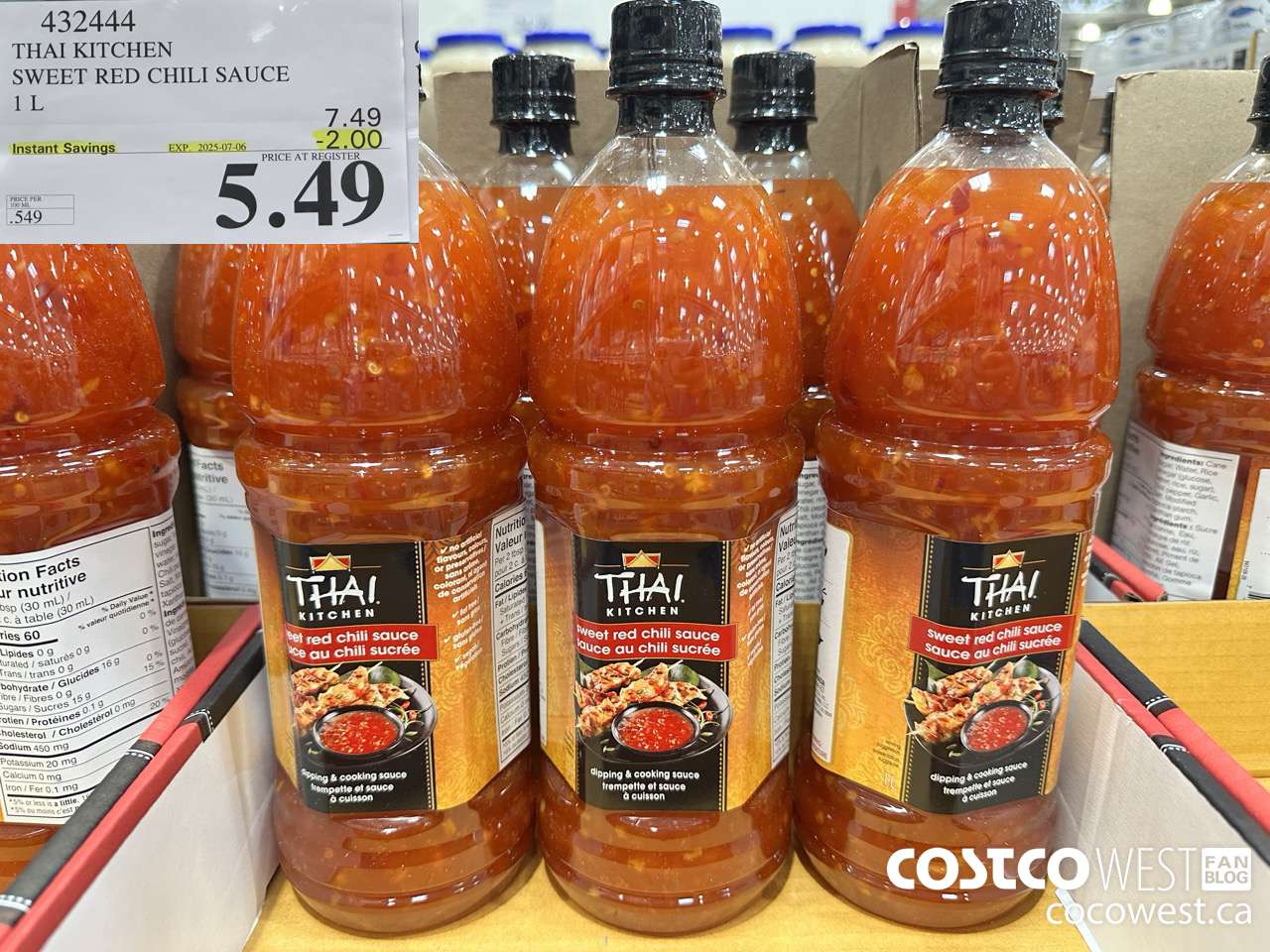 432444 THAI KITCHEN SWEET RED CHILI SAUCE 1L ($2.00 INSTANT SAVINGS EXPIRES ON 2025-07-06) $5.49