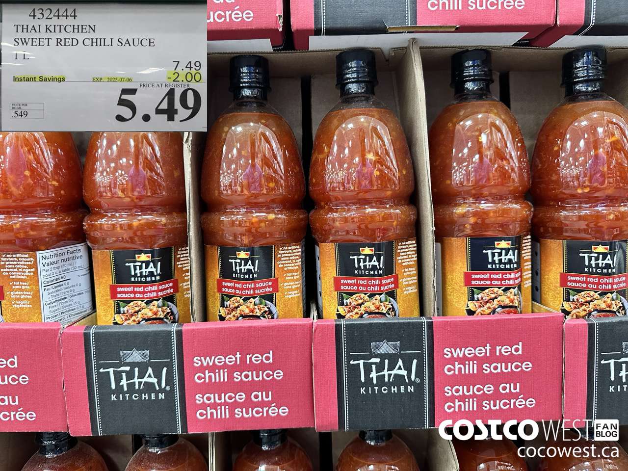 432444 THAI KITCHEN SWEET RED CHILI SAUCE 1L ($2.00 INSTANT SAVINGS EXPIRES ON 2025-07-06) $5.49
