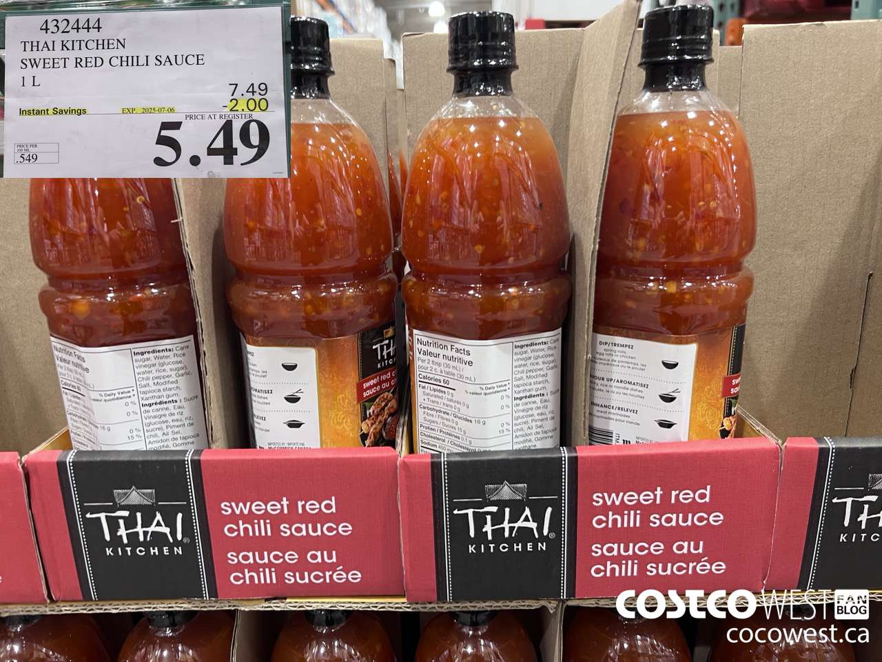 432444 THAI KITCHEN SWEET RED CHILI SAUCE 1L ($2.00 INSTANT SAVINGS EXPIRES ON 2025-07-06) $5.49