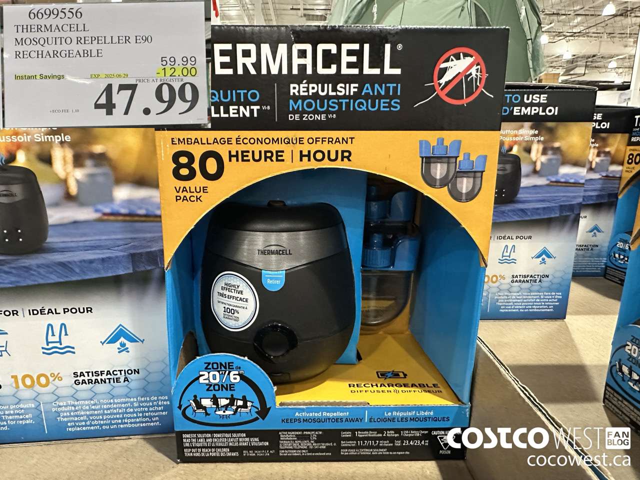 6699556 THERMACELL MOSQUITO REPELLER E90 RECHARGEABLE ($12.00 INSTANT SAVINGS EXPIRES ON 2025-06-29) $47.99