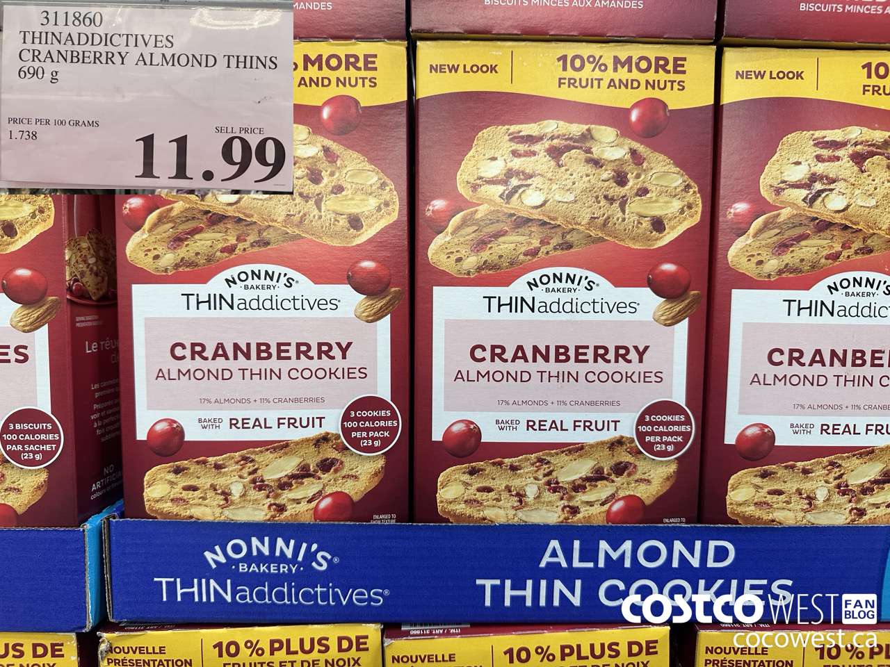 311860 THINADDICTIVES CRANBERRY ALMOND THINS 690G $11.99