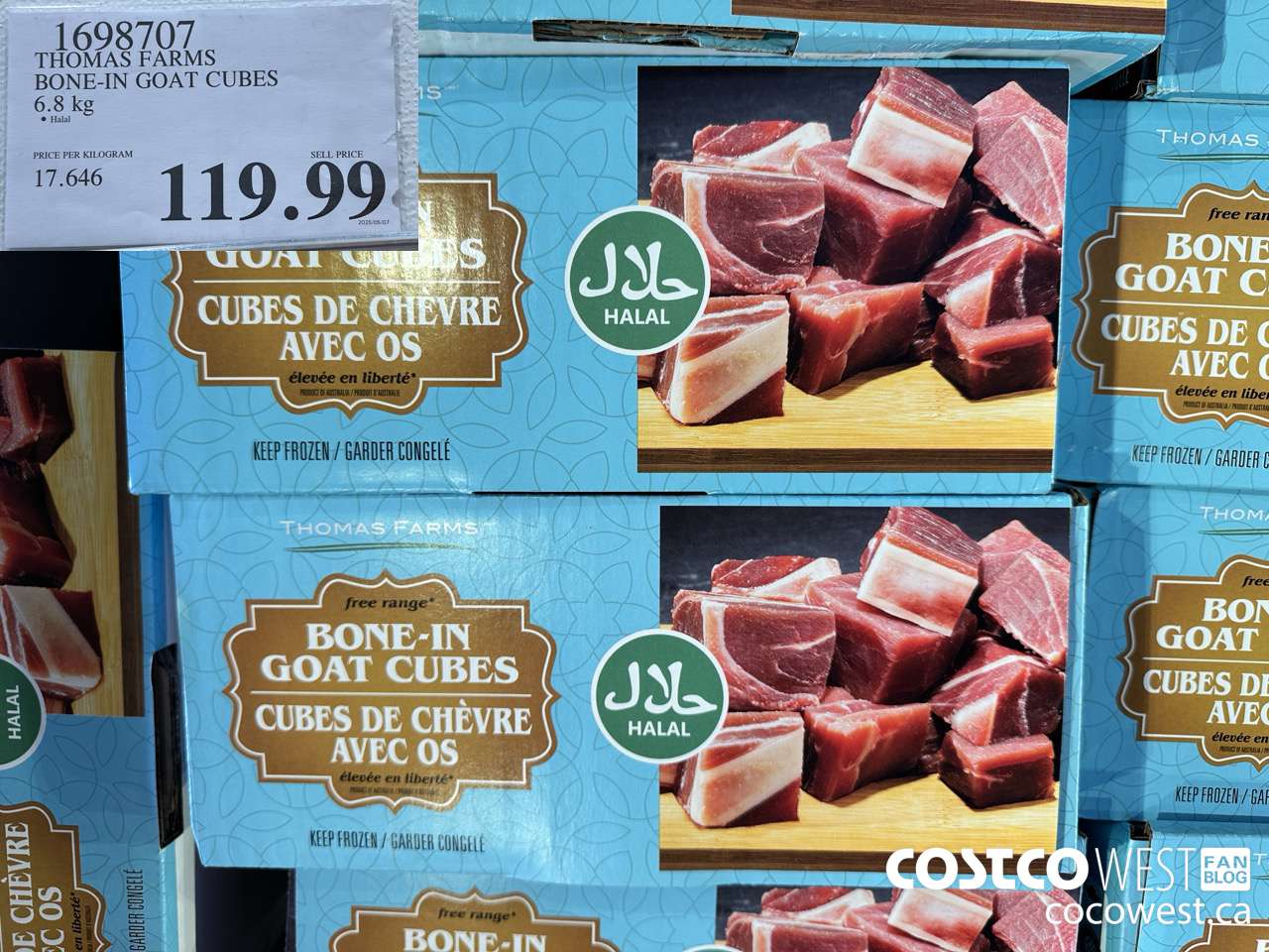 1698707 THOMAS FARMS BONE-IN GOAT CUBES 6.KG $119.99