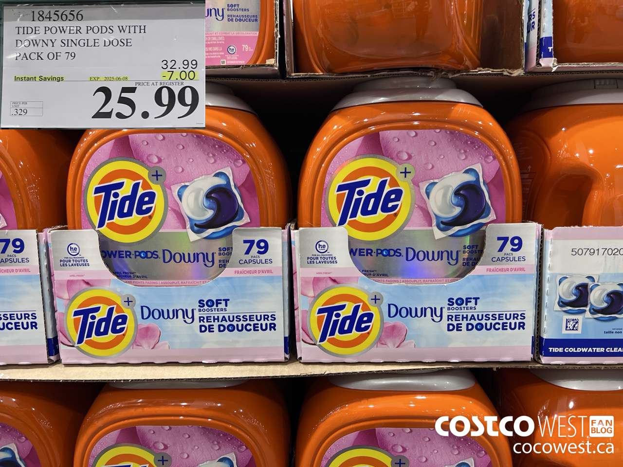 1845656 TIDE POWER PODS WITH DOWNY SINGLE DOSE PACK OF 79 ($7.00 INSTANT SAVINGS EXPIRES ON 2025-06-08) $25.99