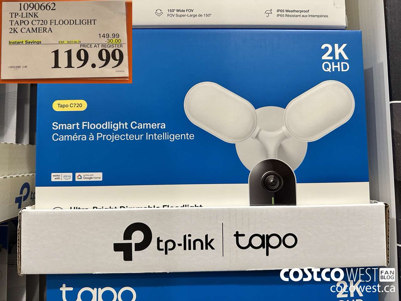 1090662 TP-LINK TAPO C720 FLOODLIGHT 2K CAMERA ($30.00 INSTANT SAVINGS EXPIRES ON 2025-06-29) $119.99
