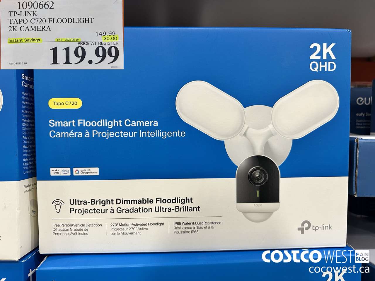 1090662 TP-LINK TAPO C720 FLOODLIGHT 2K CAMERA ($30.00 INSTANT SAVINGS EXPIRES ON 2025-06-29) $119.99