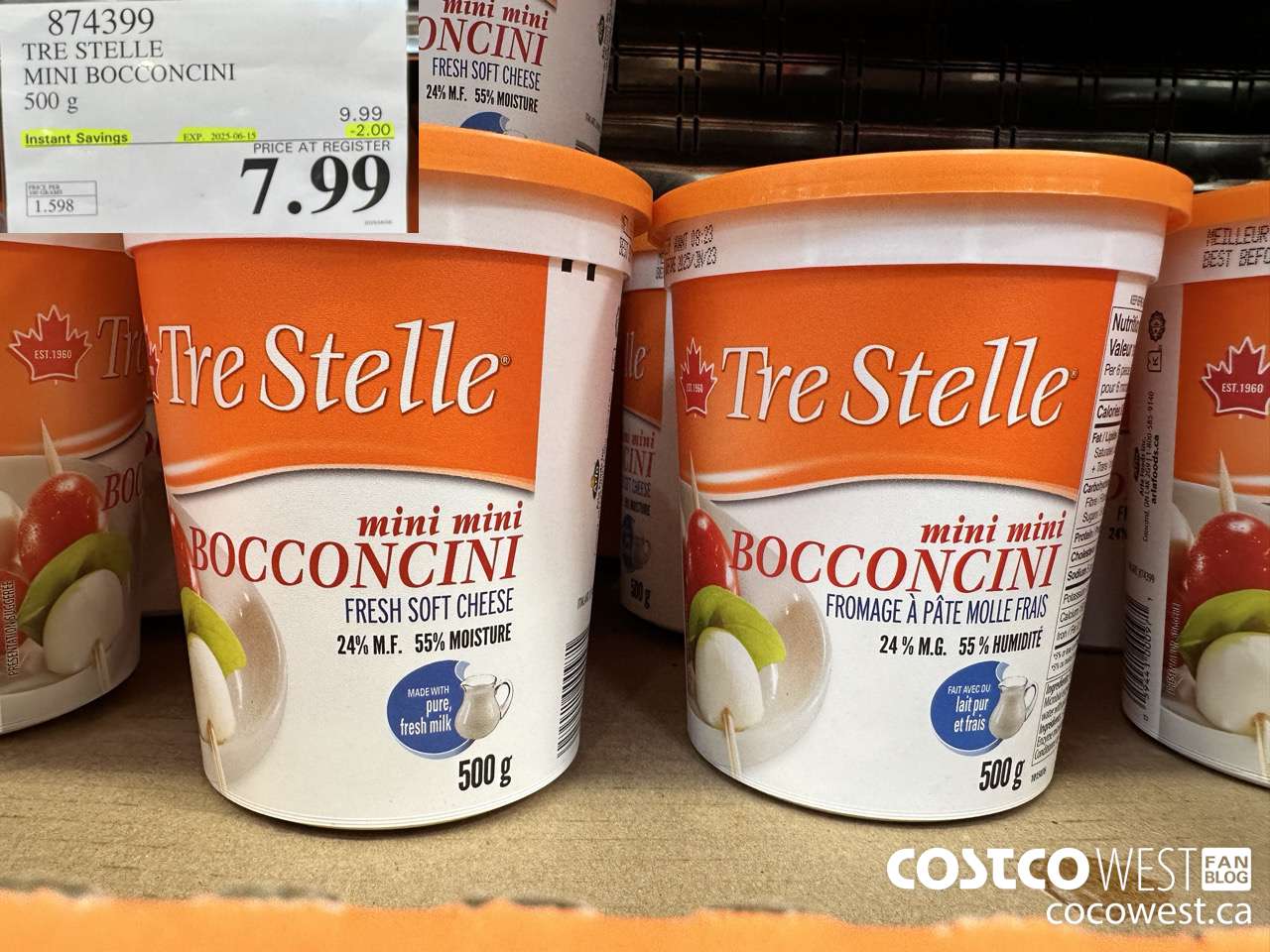 874399 TRE STELLE MINI BOCCONCINI 500 G ($2.00 INSTANT SAVINGS EXPIRES ON 2025-06-15) $7.99