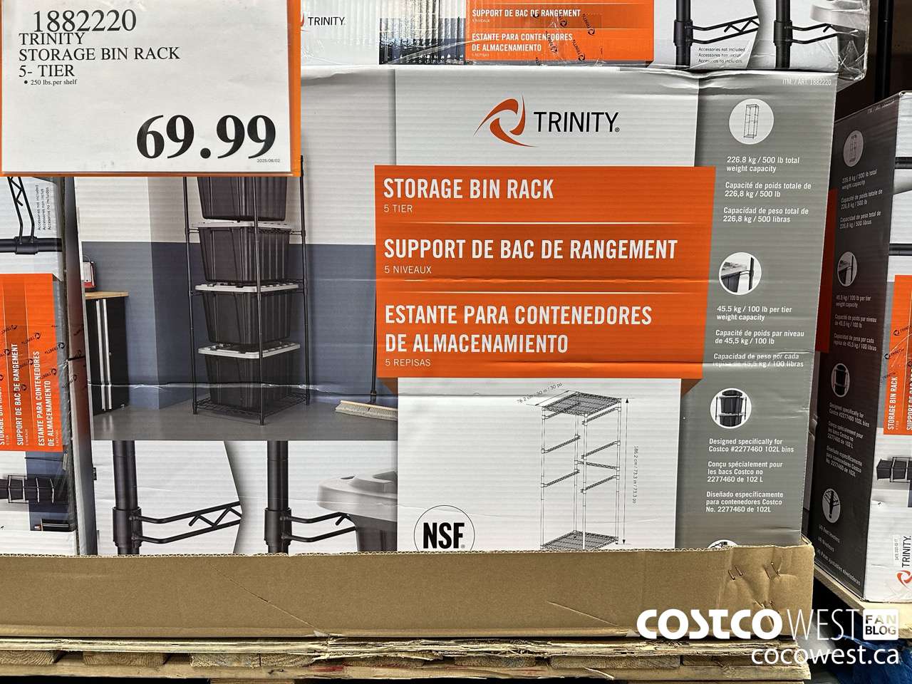 1882220 TRINITY STORAGE BIN RACK 5-TIER $69.99