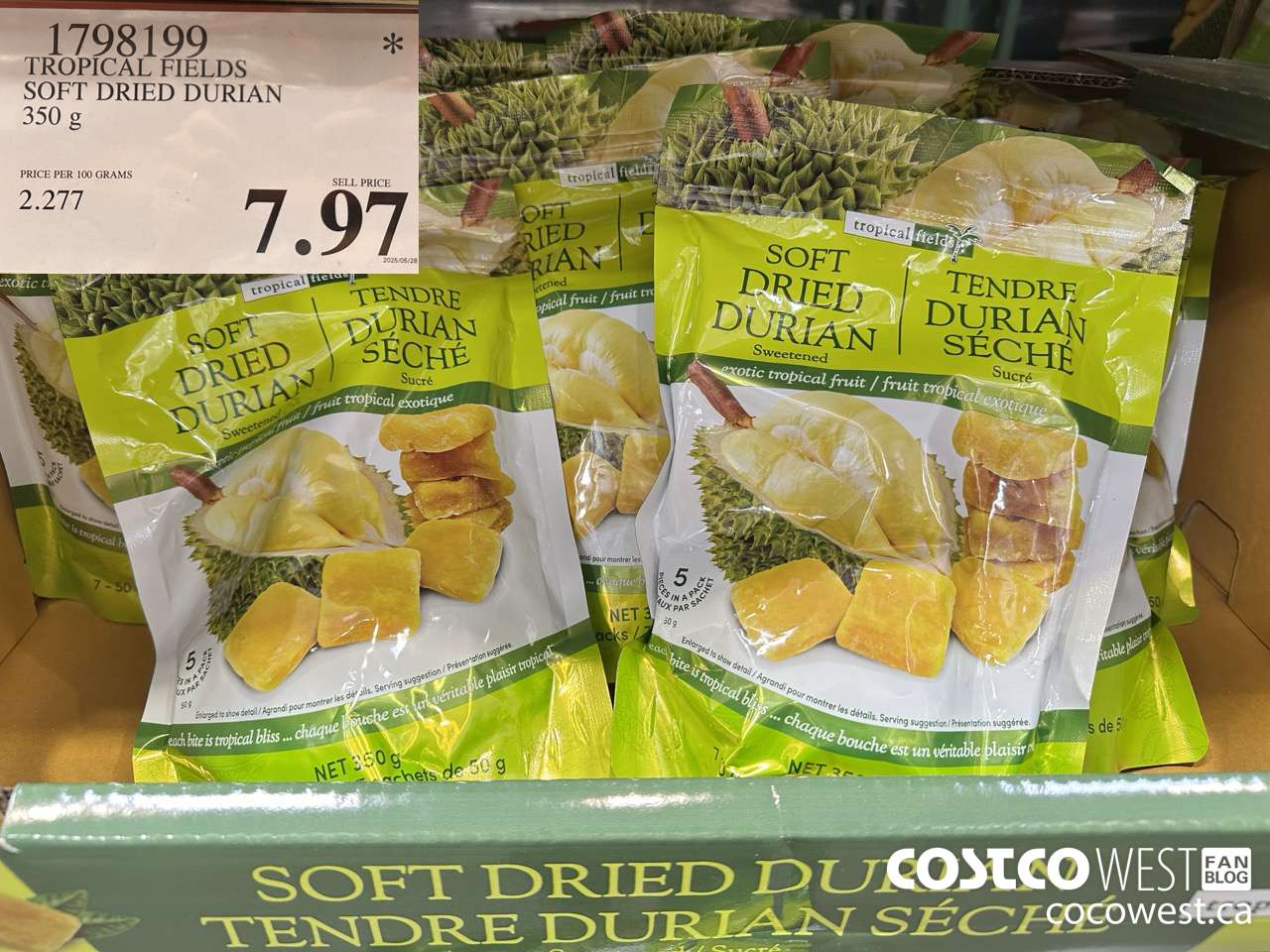 1798199 TROPICAL FIELDS SOFT DRIED DURIAN 350G $7.97