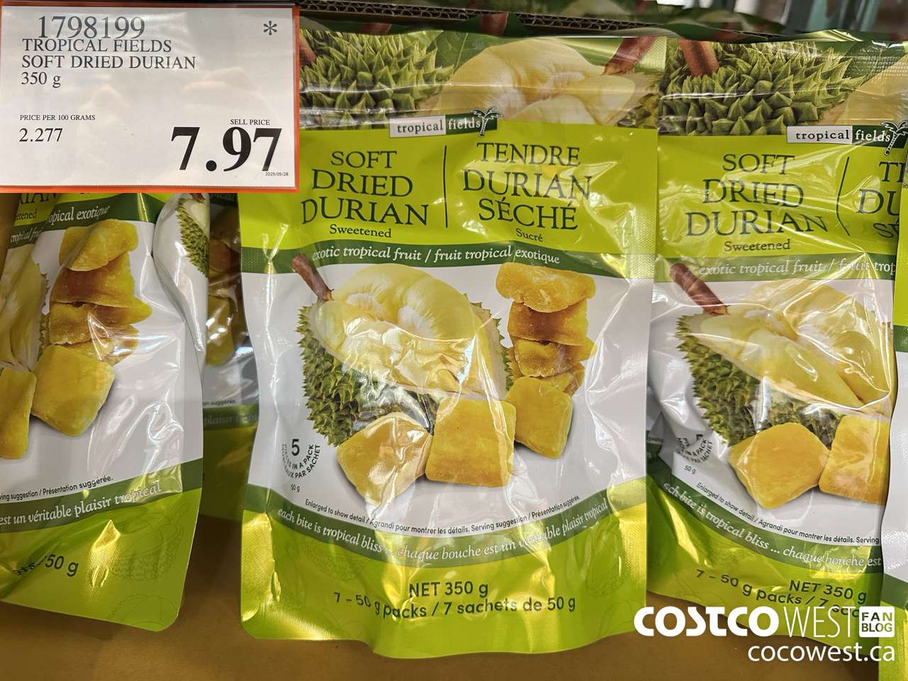 1798199 TROPICAL FIELDS SOFT DRIED DURIAN 350G $7.97