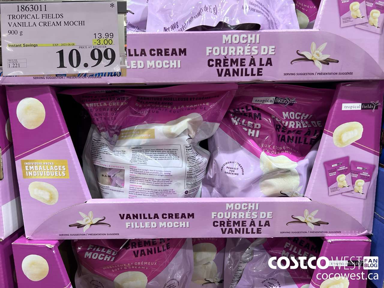 1863011 TROPICAL FIELDS VANILLA CREAM MOCHI 900G ($3.00 INSTANT SAVINGS EXPIRES ON 2025-06-08) $10.99