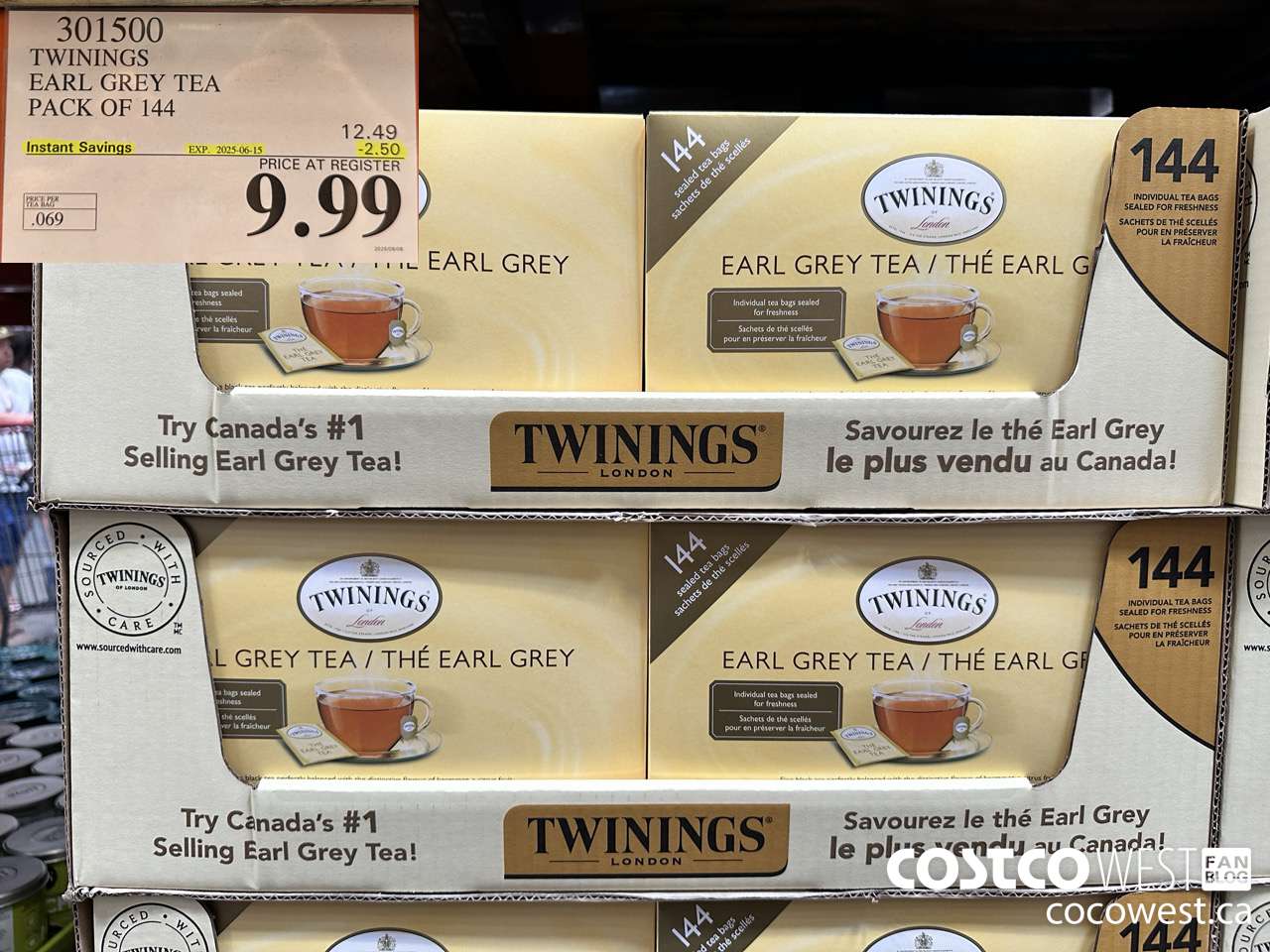 301500 TWININGS EARL GREY TEA 144 COUNT ($2.50 INSTANT SAVINGS EXPIRES ON 2025-06-15) $9.99