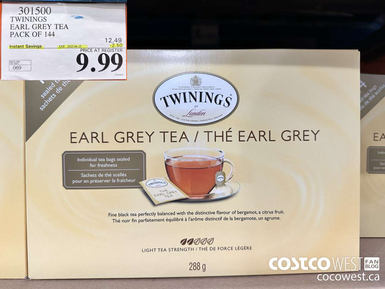 301500 TWININGS EARL GREY TEA 144 COUNT ($2.50 INSTANT SAVINGS EXPIRES ON 2025-06-15) $9.99