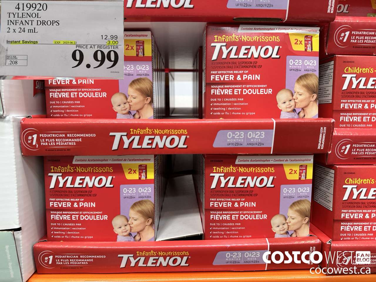 419920 TYLENOL INFANT DROPS 2 X 24ML ($3.00 INSTANT SAVINGS EXPIRES ON 2025-06-22) $9.99