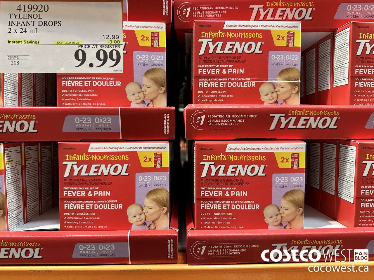 419920 TYLENOL INFANT DROPS 2 X 24ML ($3.00 INSTANT SAVINGS EXPIRES ON 2025-06-22) $9.99