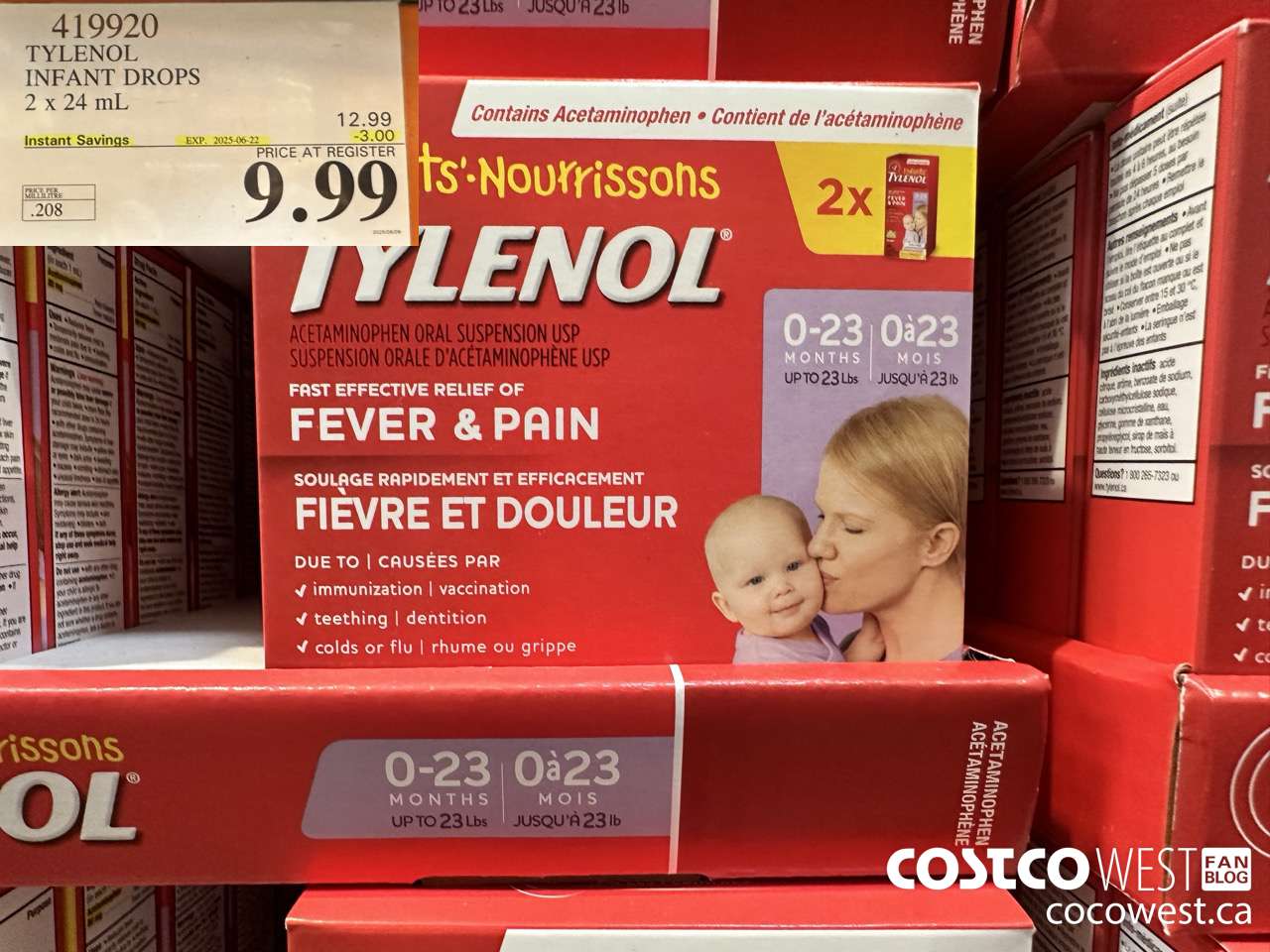 419920 TYLENOL INFANT DROPS 2 X 24ML ($3.00 INSTANT SAVINGS EXPIRES ON 2025-06-22) $9.99