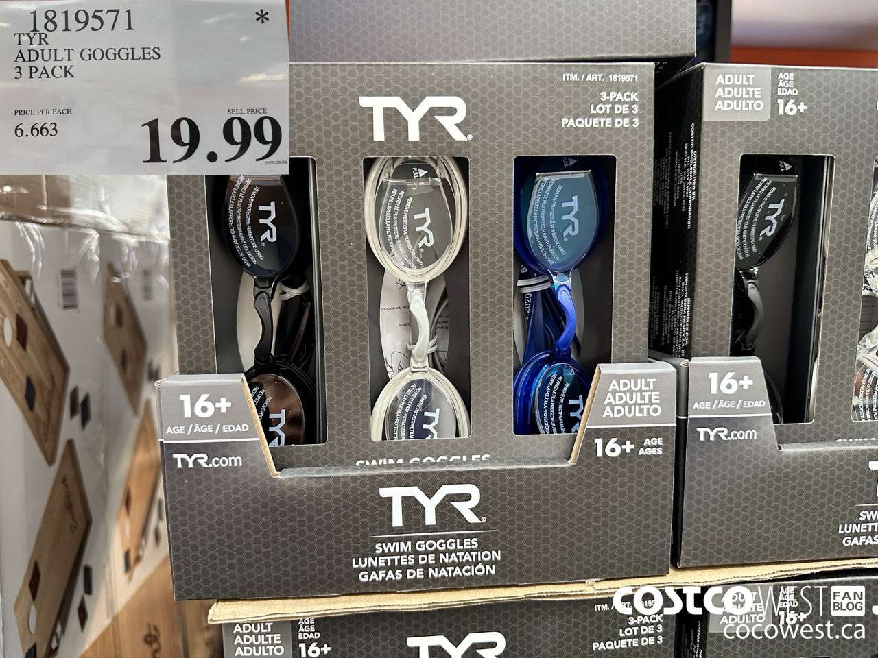 1819571 TYR ADULT GOGGLES 3 PACK $19.99