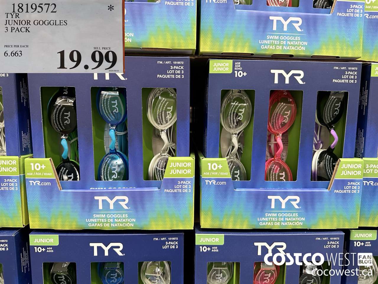 1819572 TYR JUNIOR GOGGLES 3 PACK $19.99