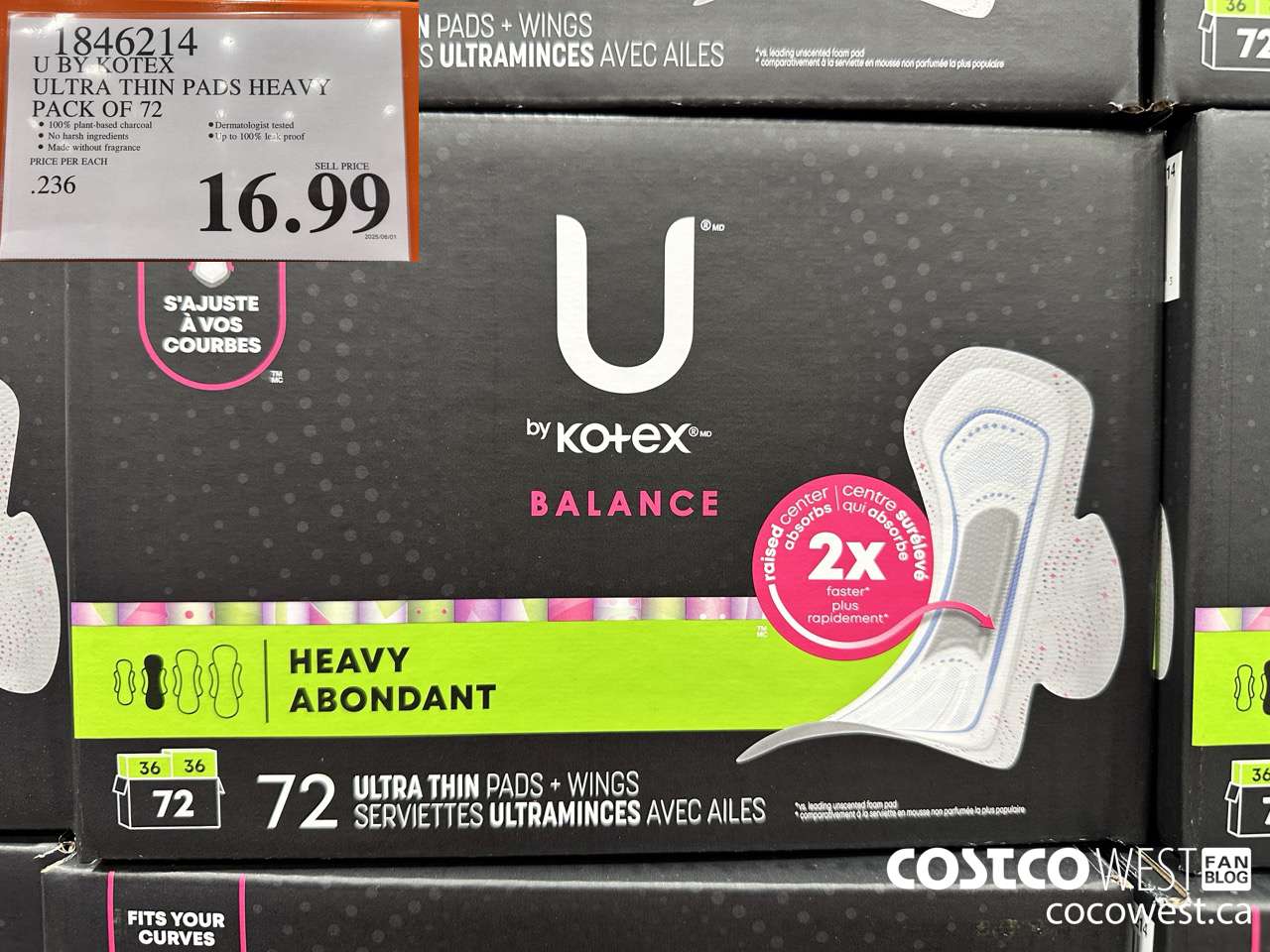 1846214 U BY KOTEX ULTRA THIN PADS HEAVY PACK OF 72 $16.99