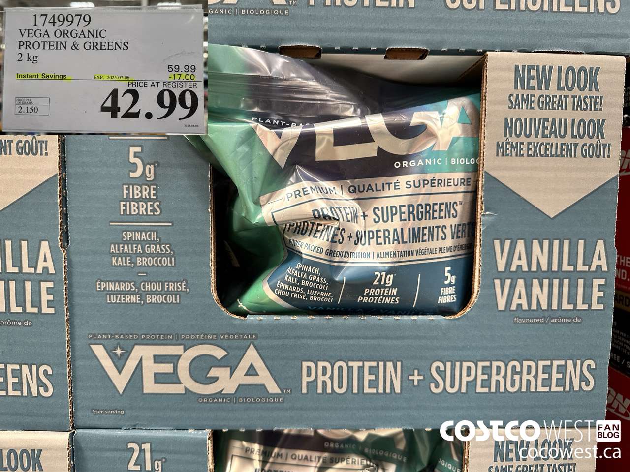 1749979 VEGA ORGANIC PROTEIN & GREENS 2 KG ($17.00 INSTANT SAVINGS EXPIRES ON 2025-07-06) $42.99