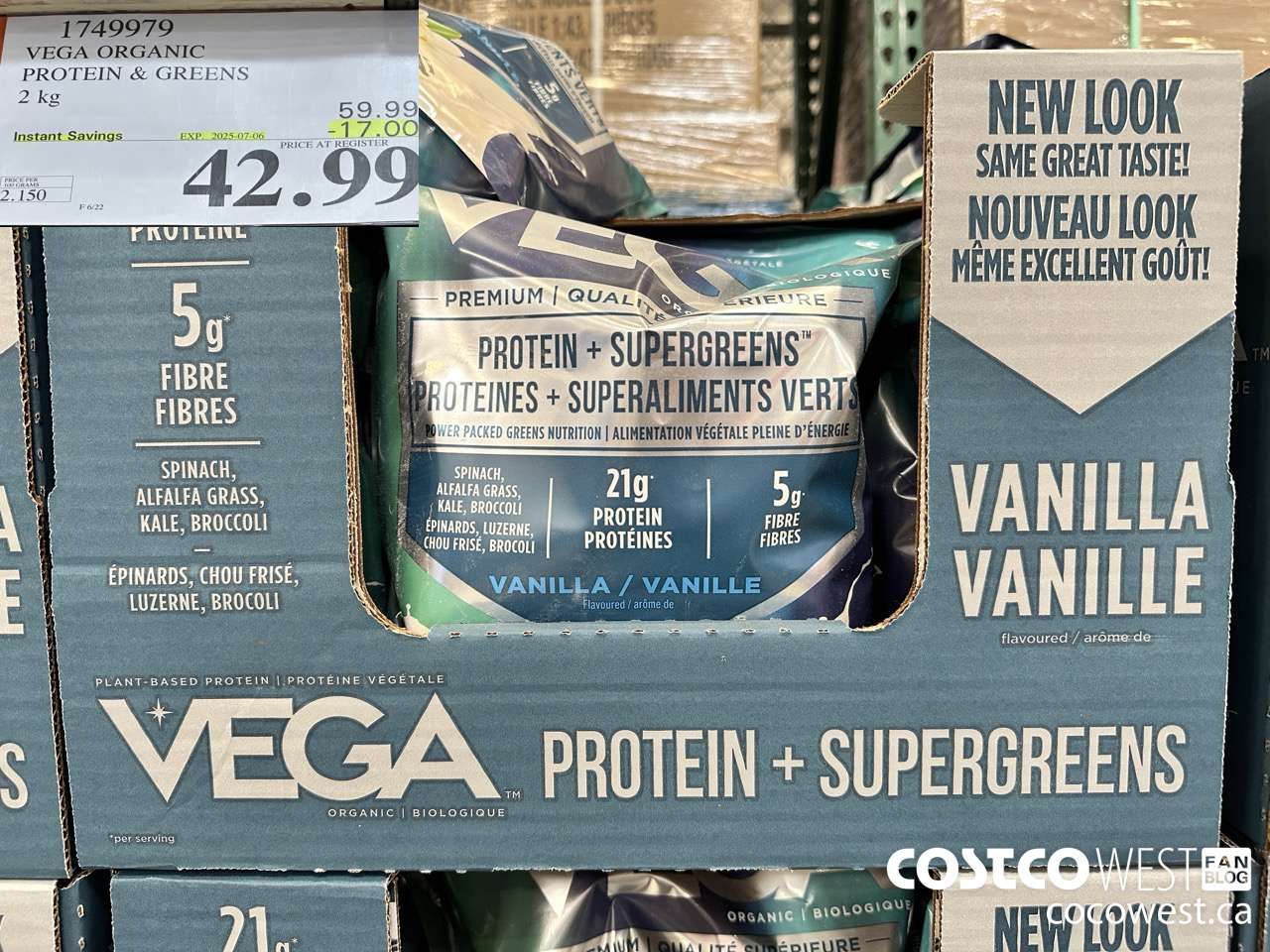 1749979 VEGA ORGANIC PROTEIN & GREENS 2 KG ($17.00 INSTANT SAVINGS EXPIRES ON 2025-07-06) $42.99