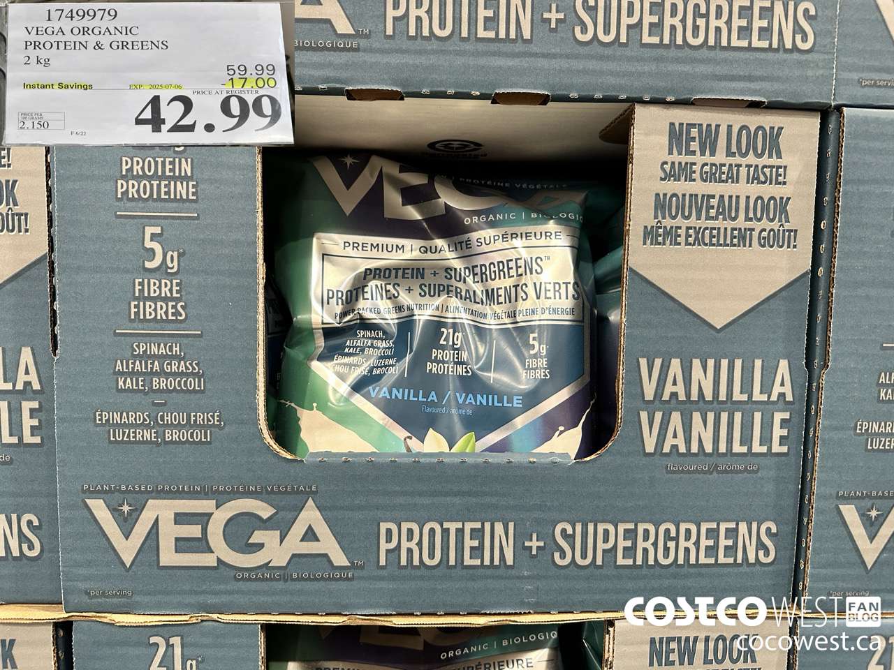 1749979 VEGA ORGANIC PROTEIN & GREENS 2 KG ($17.00 INSTANT SAVINGS EXPIRES ON 2025-07-06) $42.99