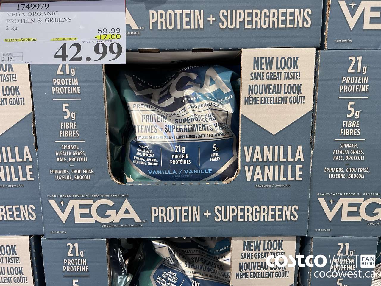 1749979 VEGA ORGANIC PROTEIN & GREENS 2 KG ($17.00 INSTANT SAVINGS EXPIRES ON 2025-07-06) $42.99