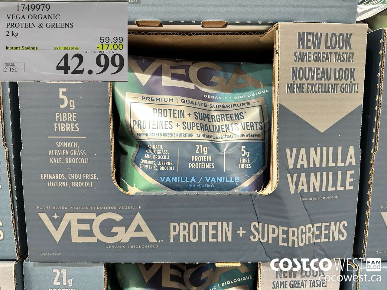 1749979 VEGA ORGANIC PROTEIN & GREENS 2 KG ($17.00 INSTANT SAVINGS EXPIRES ON 2025-07-06) $42.99