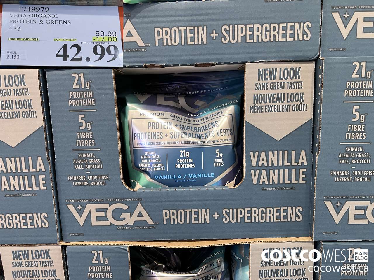 1749979 VEGA ORGANIC PROTEIN & GREENS 2 KG ($17.00 INSTANT SAVINGS EXPIRES ON 2025-07-06) $42.99