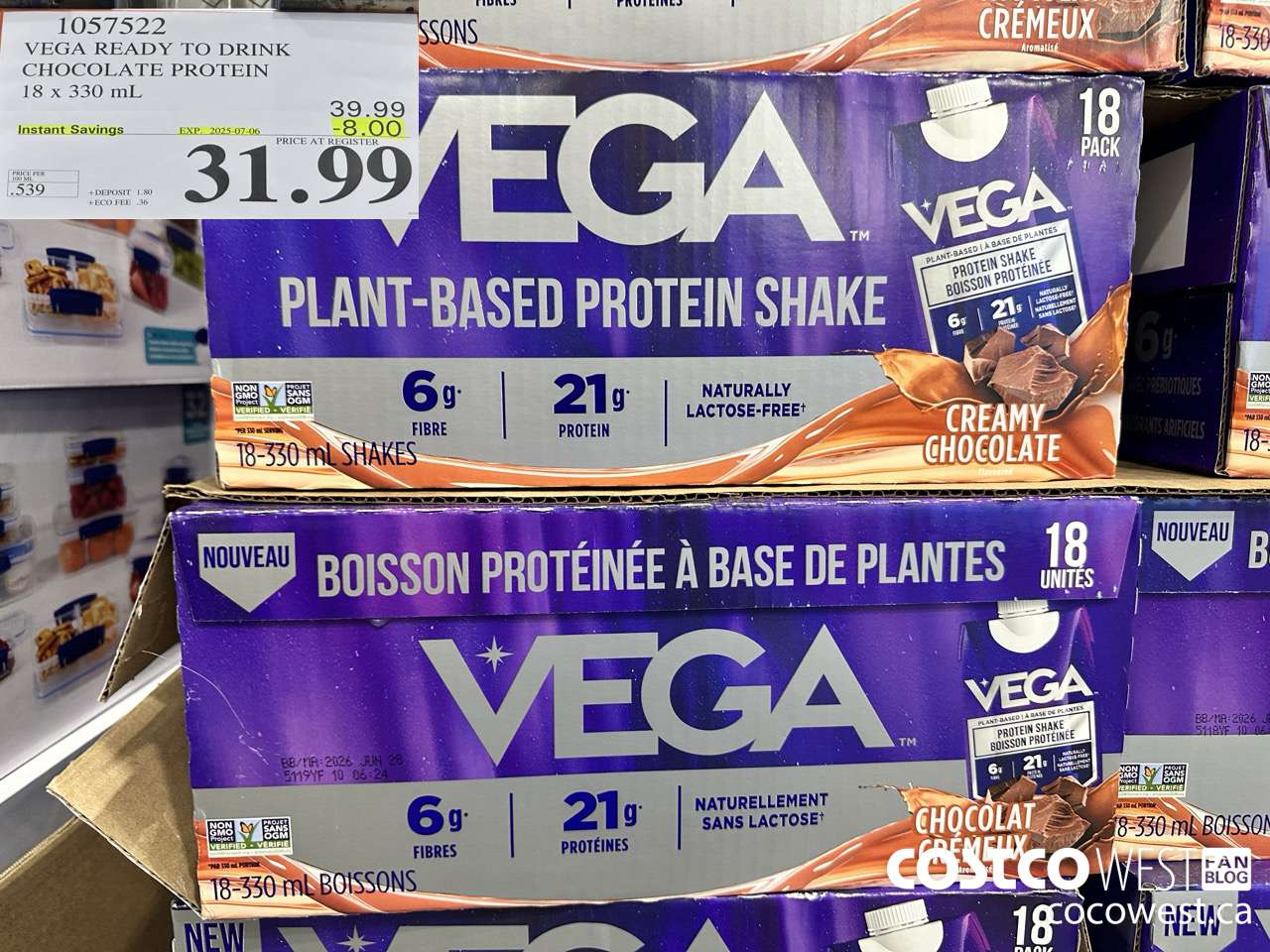 1057522 VEGA READY TO DRINK CHOCOLATE PROTEIN 1 X 330ML ($8.00 INSTANT SAVINGS EXPIRES ON 2025-07-06) $31.99