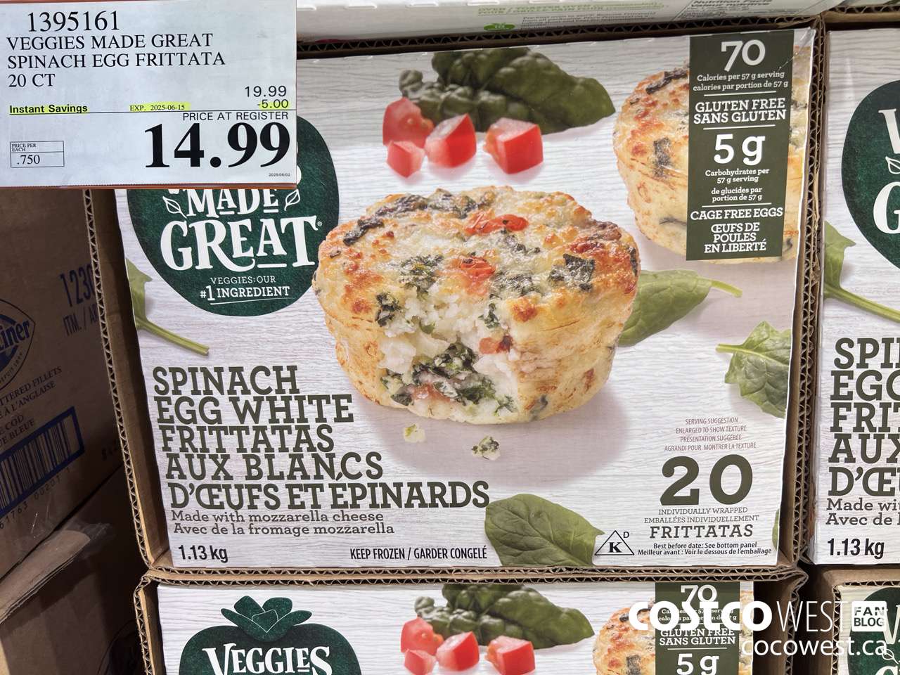 1395161 VEGGIES MADE GREAT SPINACH EGG FRITTATA 20 PK ($5.00 INSTANT SAVINGS EXPIRES ON 2025-06-15) $14.99
