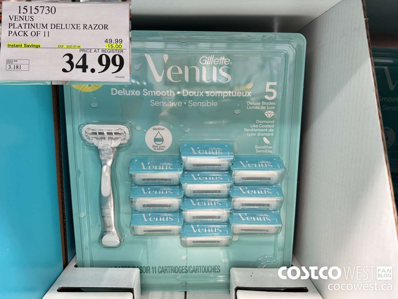 1515730 VENUS PLATINUM DELUXE RAZOR PACK OF 11 ($15.00 INSTANT SAVINGS EXPIRES ON 2025-07-06) $34.99