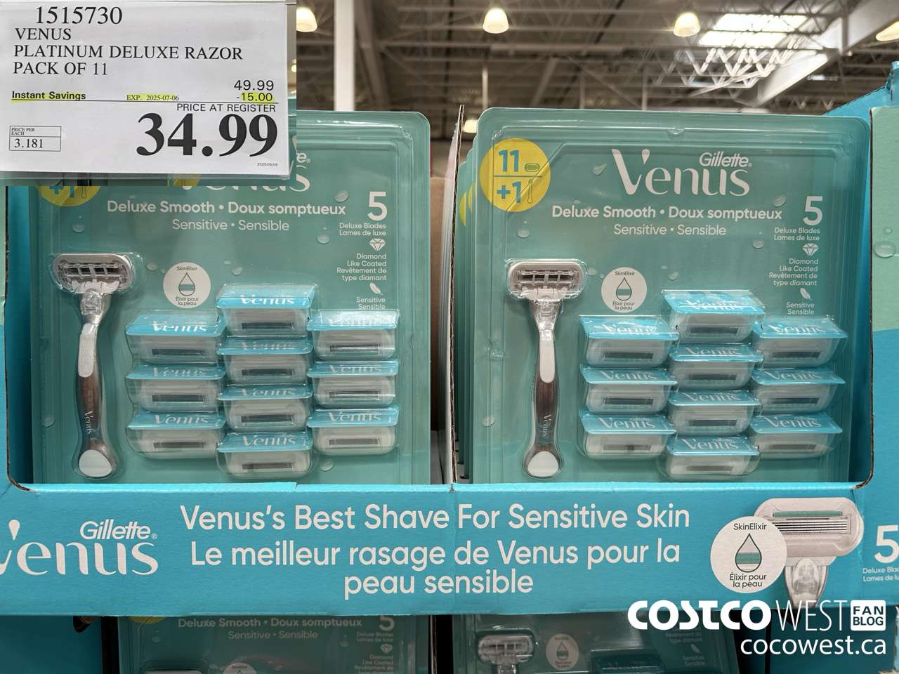 1515730 VENUS PLATINUM DELUXE RAZOR PACK OF 11 ($15.00 INSTANT SAVINGS EXPIRES ON 2025-07-06) $34.99