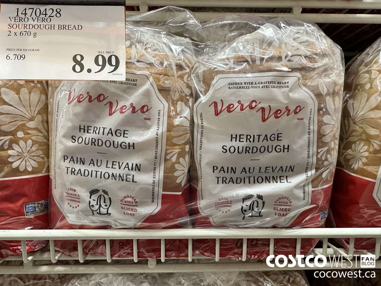 1470428 VERO VERO SOURDOUGH BREAD 2 x 670 g $8.99