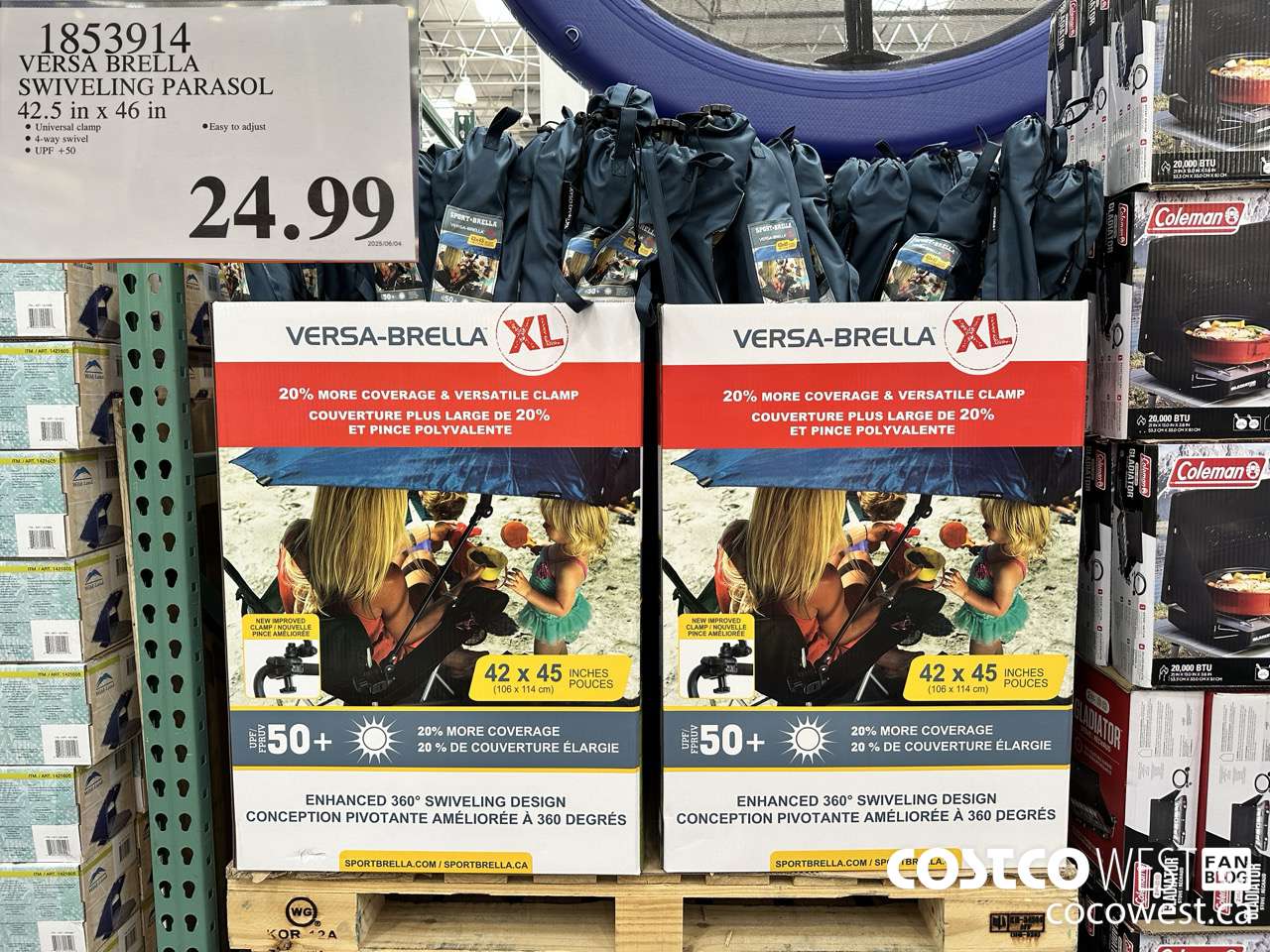 1853914 VERSA BRELLA SWIVELING PARASOL 42.5 IN X 46IN $24.99