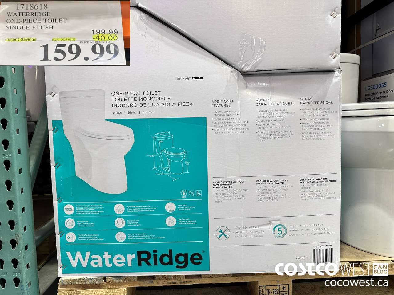 1718618 WATERRIDGE ONE-PIECE TOILET SINGLE FLUSH ($40.00 INSTANT SAVINGS EXPIRES ON 2025-06-22) $159.99