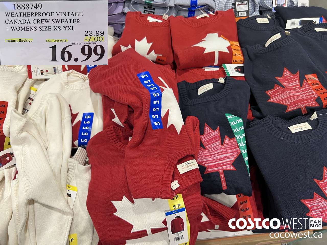 1888749 WEATHERPROOF VINTAGE CANADA CREW SWEATER WOMENS SIZES XS-XXL ($7.00 INSTANT SAVINGS EXPIRES ON 2025-06-08) $16.99