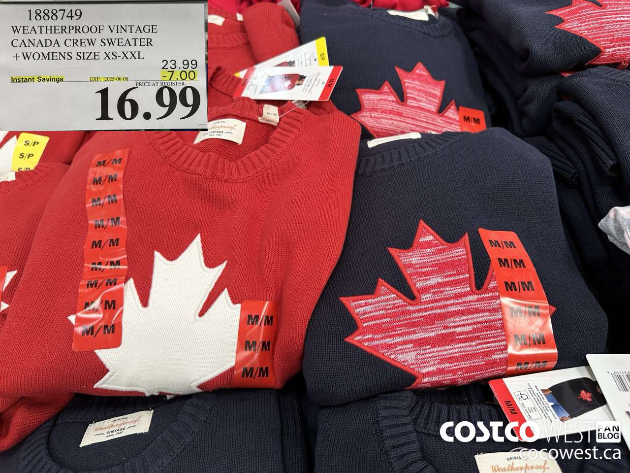 1888749 WEATHERPROOF VINTAGE CANADA CREW SWEATER WOMENS SIZES XS-XXL ($7.00 INSTANT SAVINGS EXPIRES ON 2025-06-08) $16.99