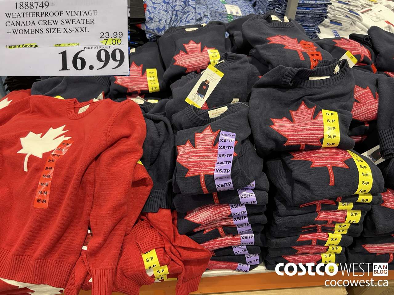 1888749 WEATHERPROOF VINTAGE CANADA CREW SWEATER WOMENS SIZES XS-XXL ($7.00 INSTANT SAVINGS EXPIRES ON 2025-07-06) $16.99