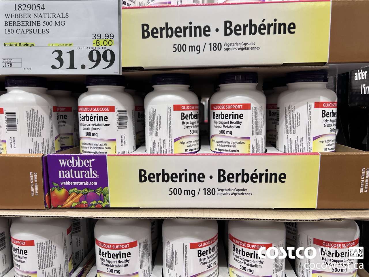 1829054 WEBBER NATURALS BERBERINE 500MG X 180 CAPSULES ($8.00 INSTANT SAVINGS EXPIRES ON 2025-06-08) $31.99