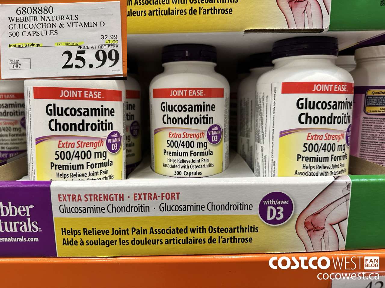 6808880 WEBBER NATURALS GLUCO/CHON 500/400 MG W/VIT D 300 CAPSULES ($7.00 INSTANT SAVINGS EXPIRES ON 2025-06-22) $25.99